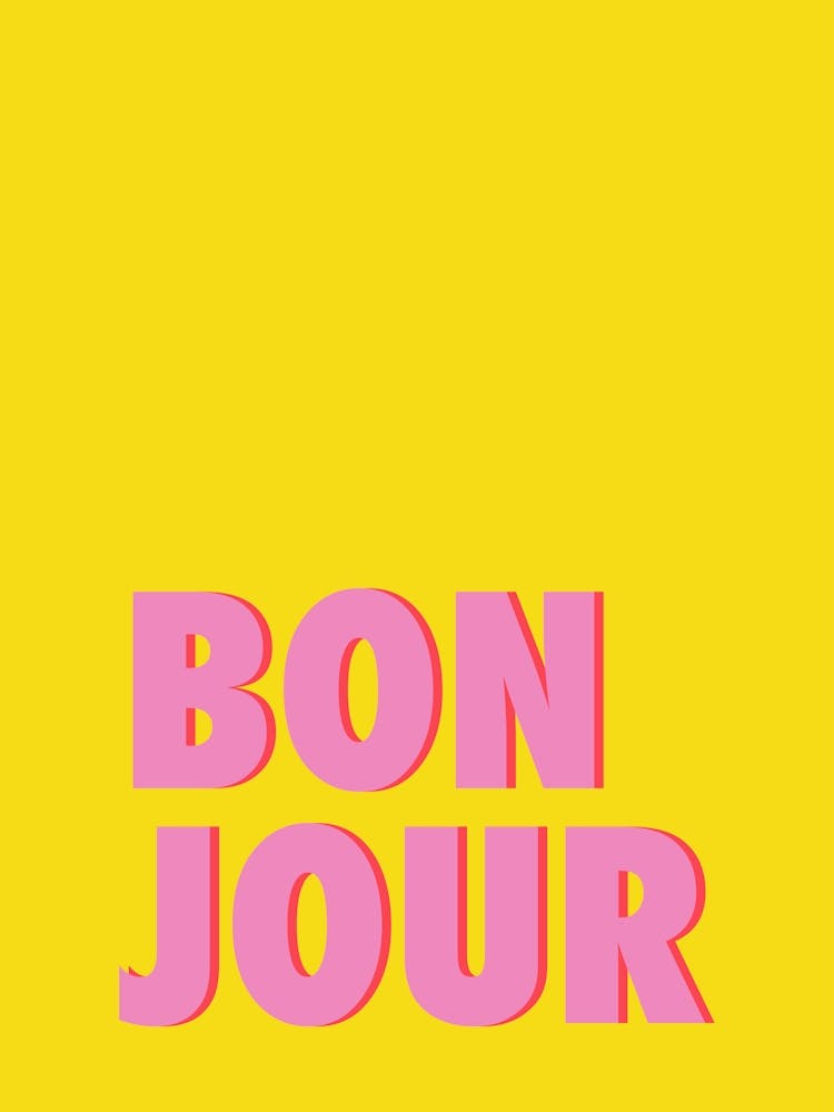 Bonjour - Yellow & Pink Typography