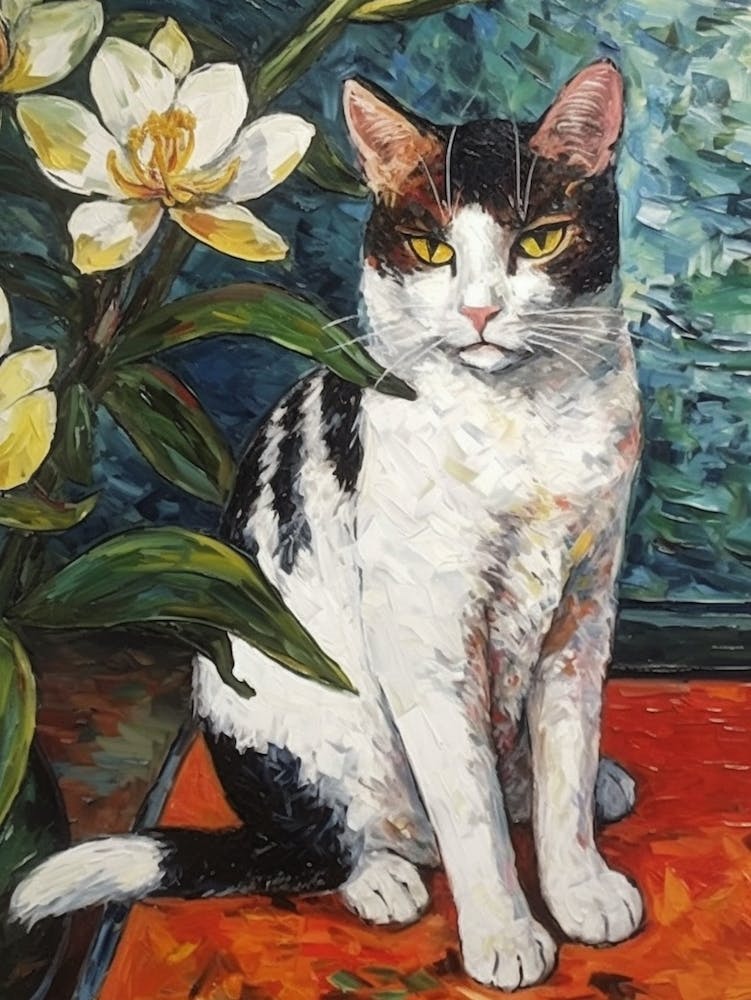 Cat With Flowers