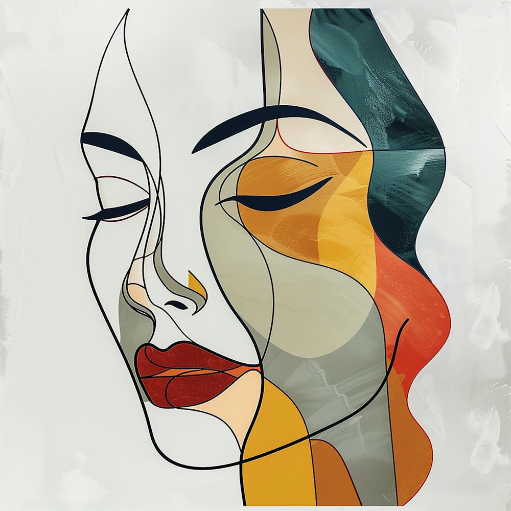 Abstract Woman'S Face 2 -colorful cubism, cubism, cubist art,    abstract art, abstract painting  city wall art, colorful wall art, home decor, minimal art, modern wall art, wall art, wall decoration, wall print colourful wall art, decor wall art, digital