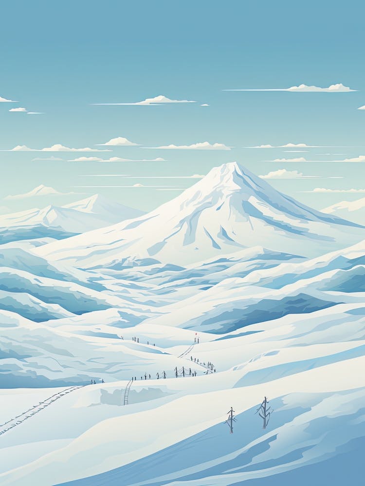Niseko   Hokkaido, Japan, Ski Resort Illustration 0 Simple Style