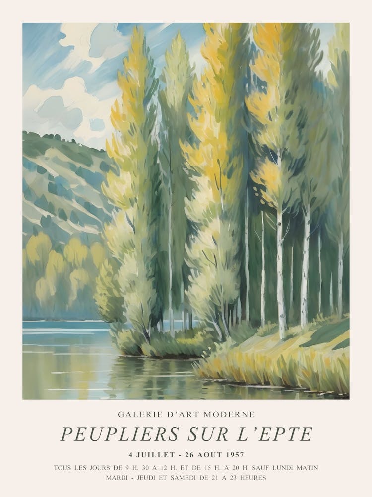 Claude Monet Style Art Exhibition Poplar Trees Modern Art Gallery