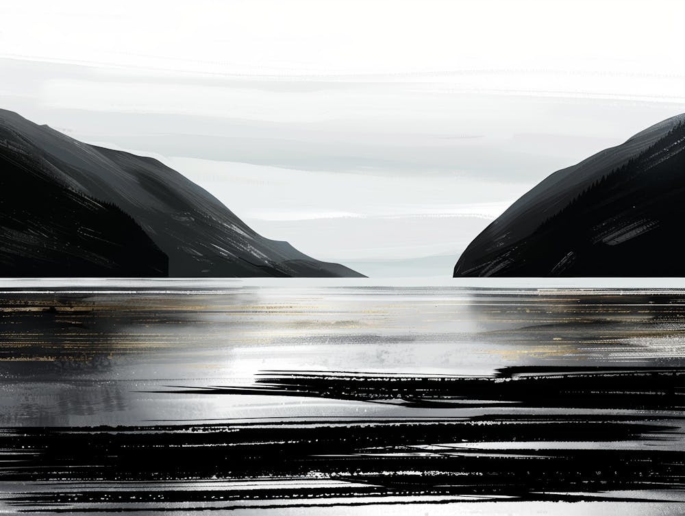 Black And White Landscape Painting