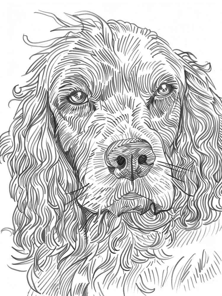 Boykin Spaniel Hund Strichzeichnung 1