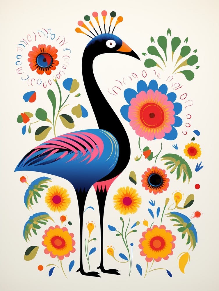 Illustration d'oiseau scandinave Autruche 3