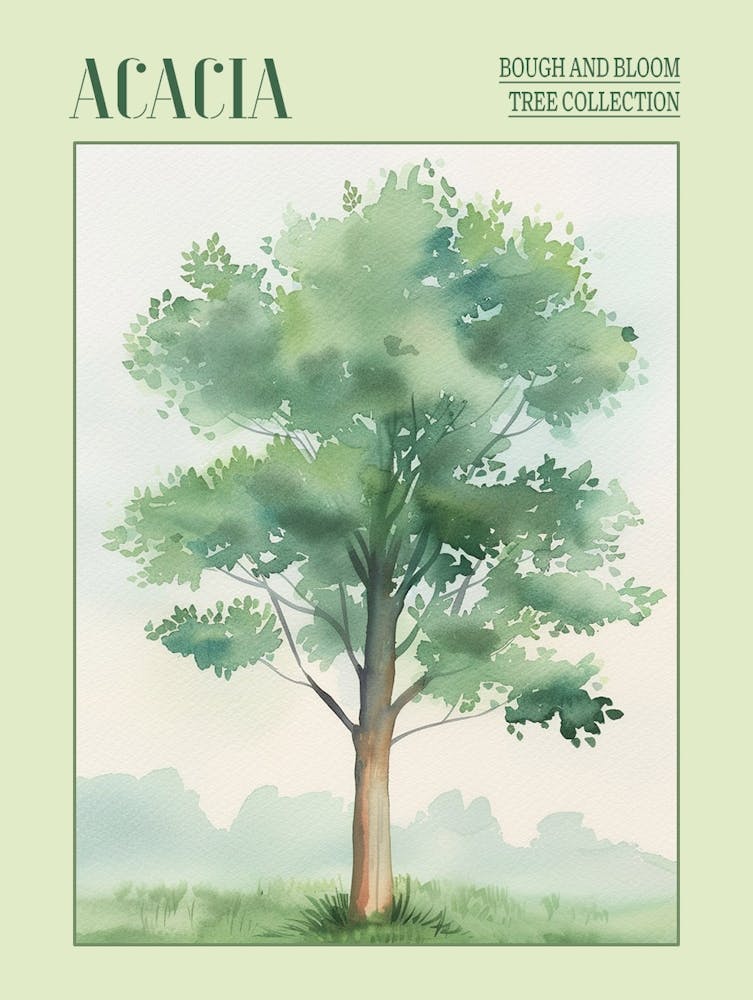 Acacia Tree Atmospheric Watercolour Painting 4 Poster