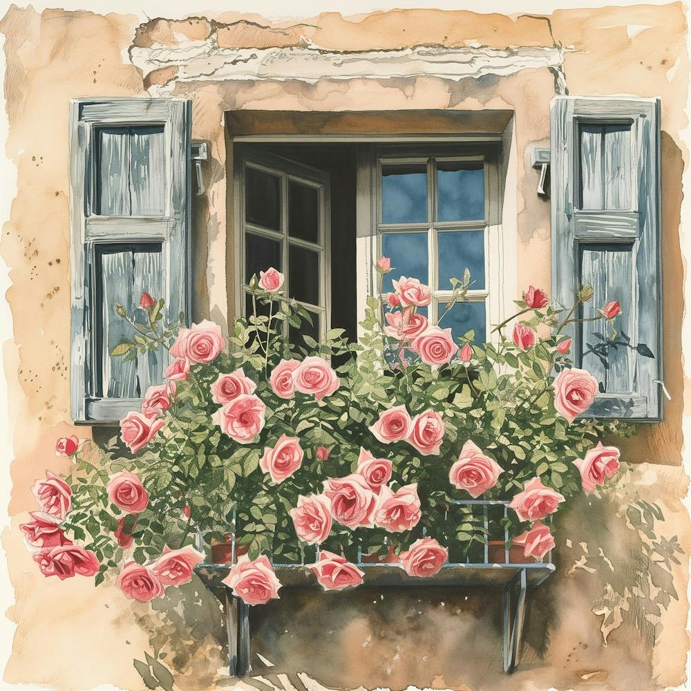 Pink Roses In The Window