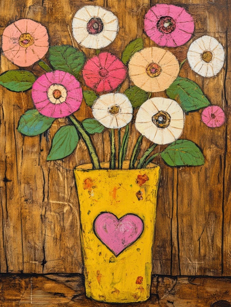 Fleurs Dans un Vase Jaune 1
