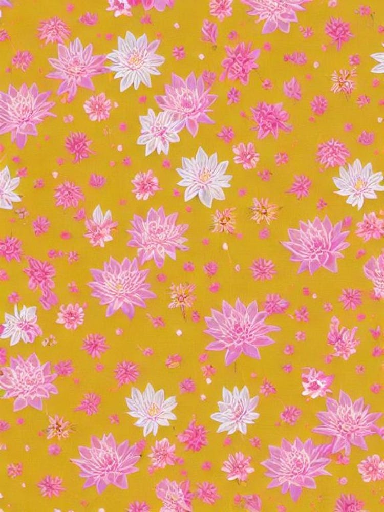 Water Lily Floral Print Retro Pattern Flower