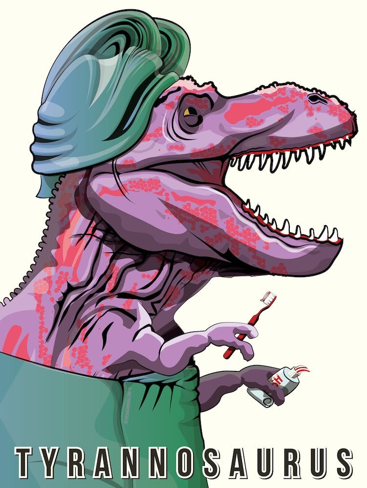 Dinosaur Trex Brushing Teeth
