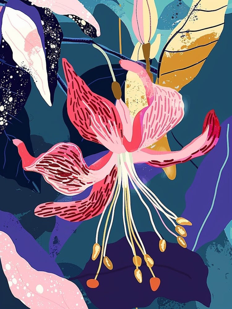 Colourful Flower Illustration Fuchsia 3