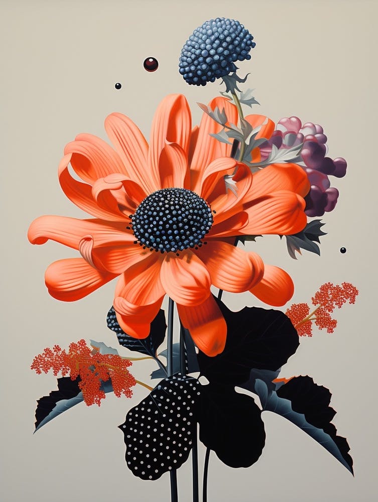 Surreal Florals Cineraria 3 Flower Painting
