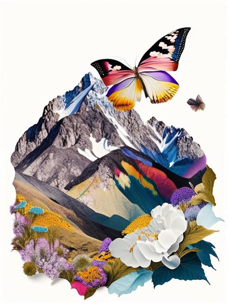Apollo Butterfly In Mountain Landscape Decoupage 2