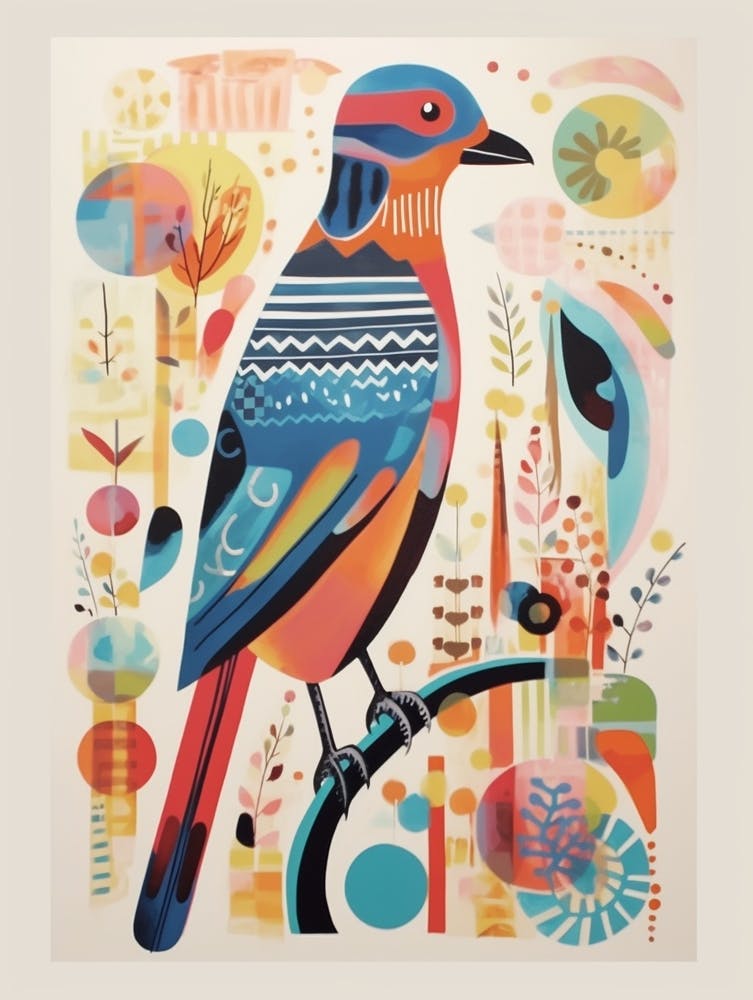 Colourful Scandi Bird Red Tailed Hawk 3