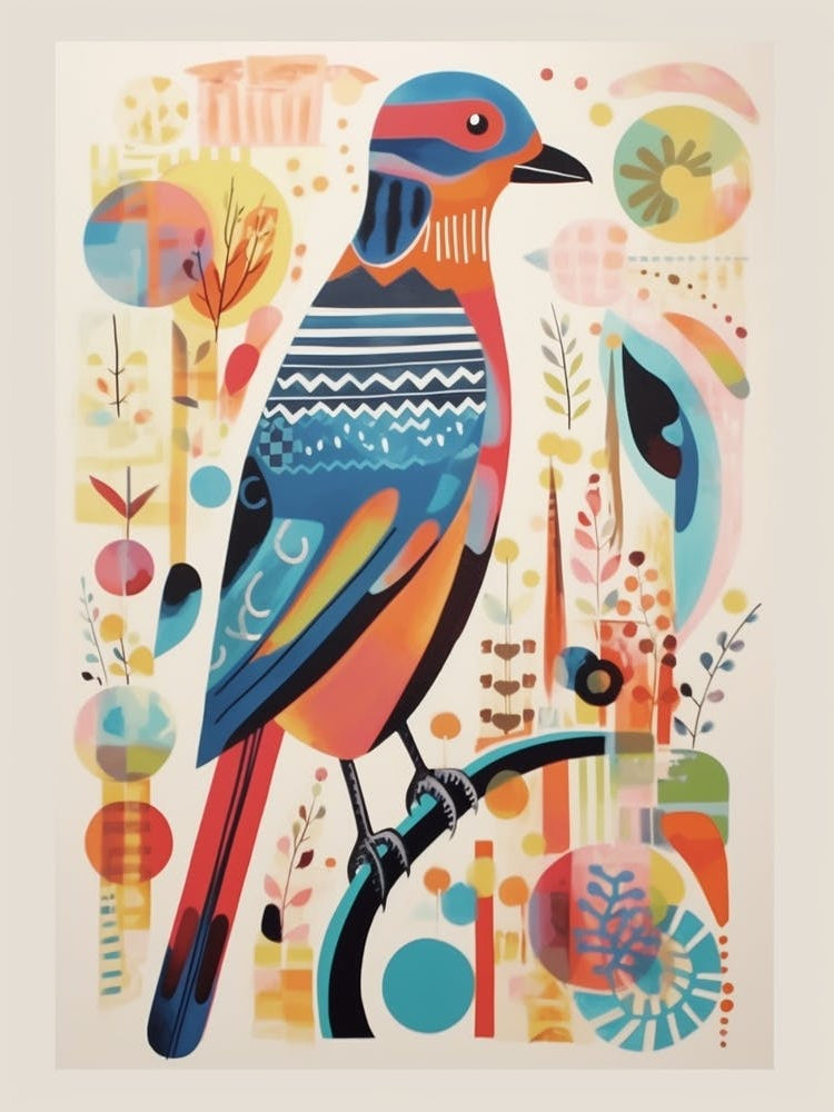 Colourful Scandi Bird Red Tailed Hawk 3