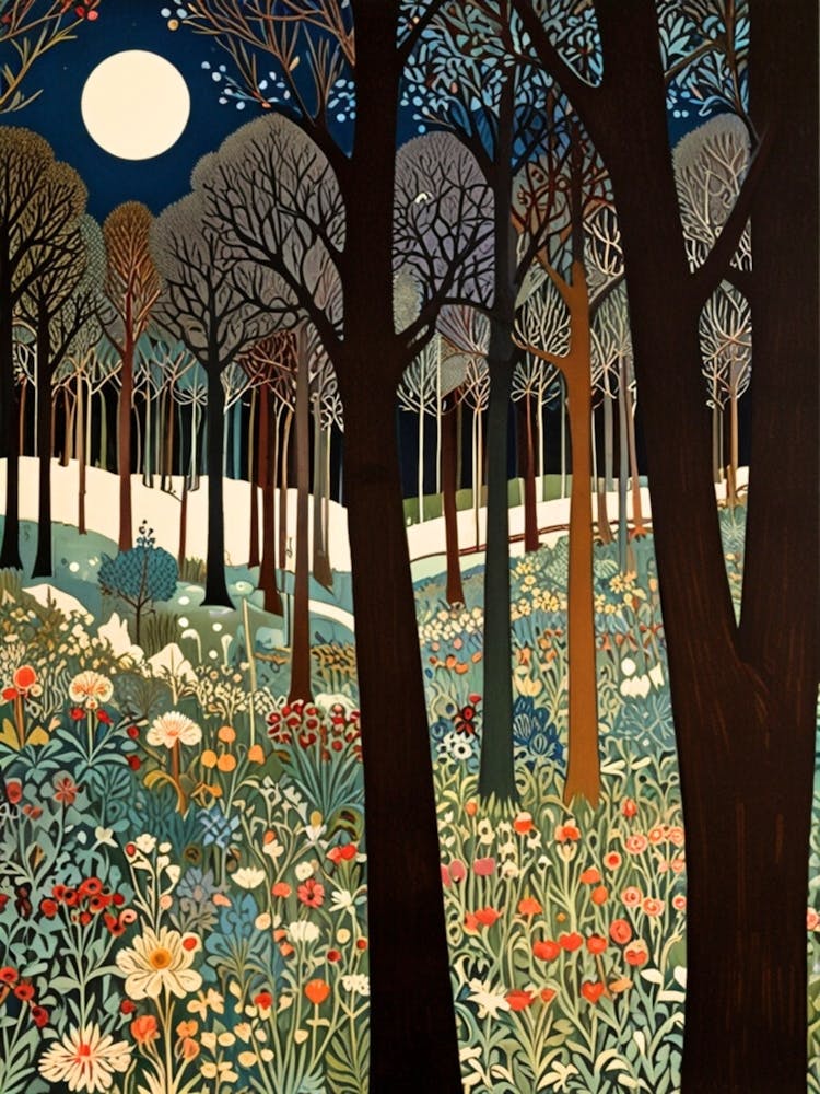 William Morris Moonlight In The Woods 162