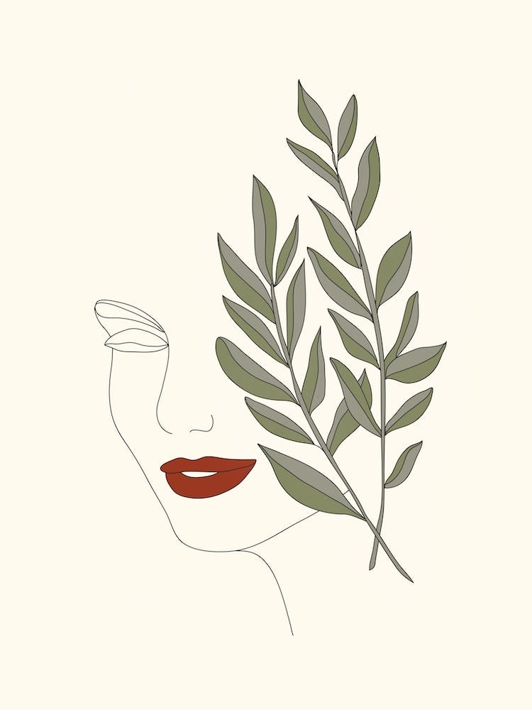 Colorful Thoughts Minimal Line Art Woman Face II