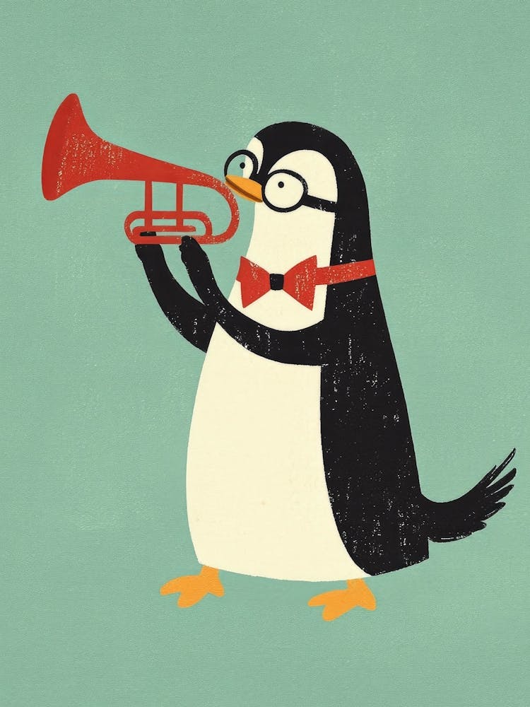 Penguin Playing Trumpet