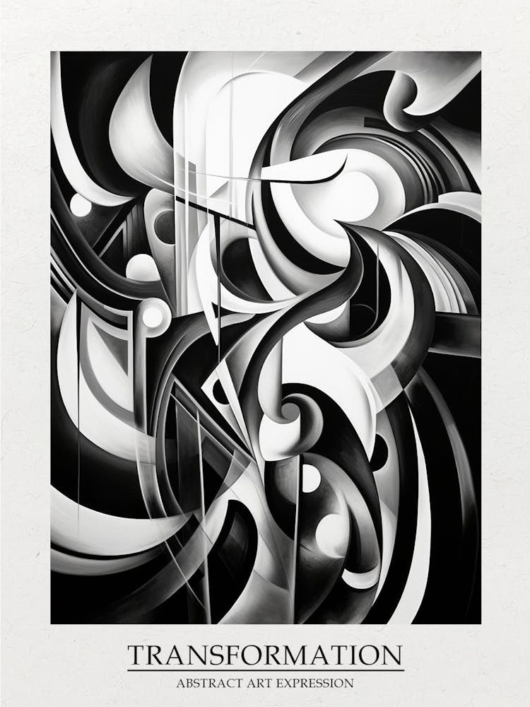 Transformation Abstract Black And White 5 Poster
