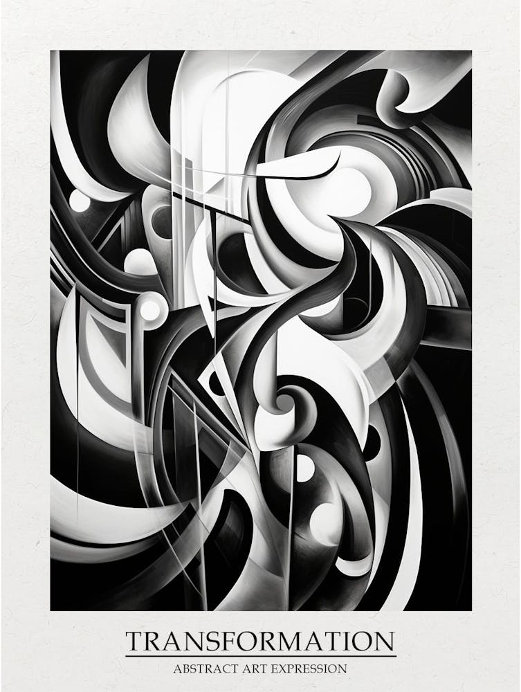 Transformation Abstract Black And White 5 Poster
