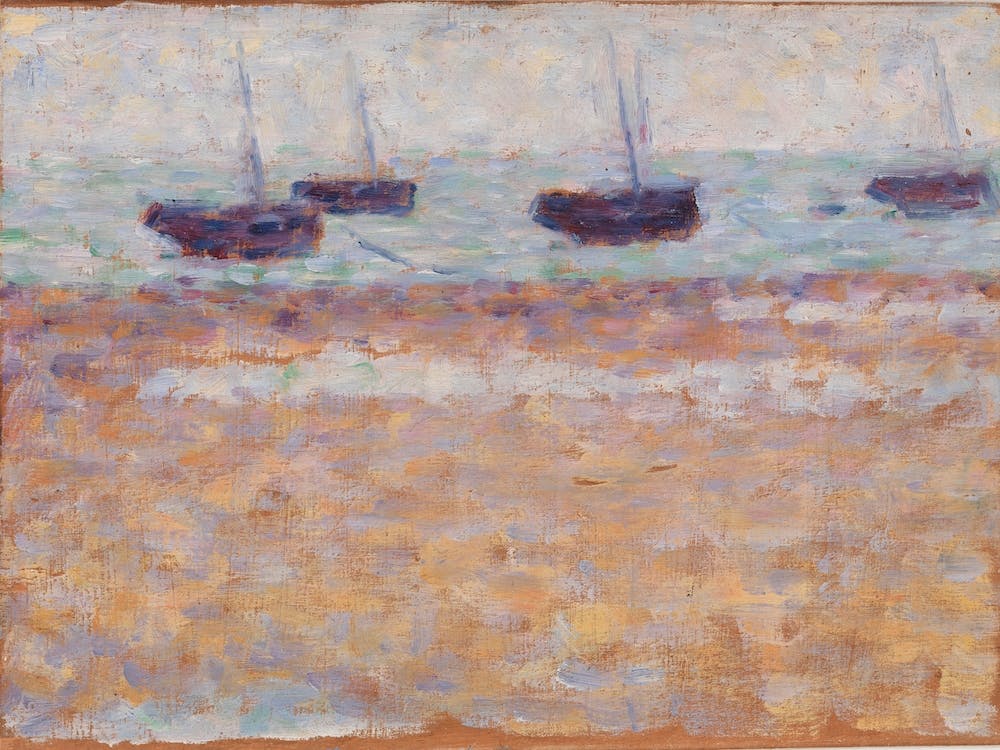 Quatre Bateaux Ã Grandcamp, Georges Seurat