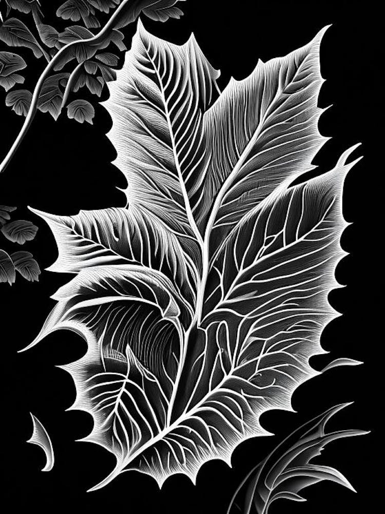 Cherry Leaf Linocut 3