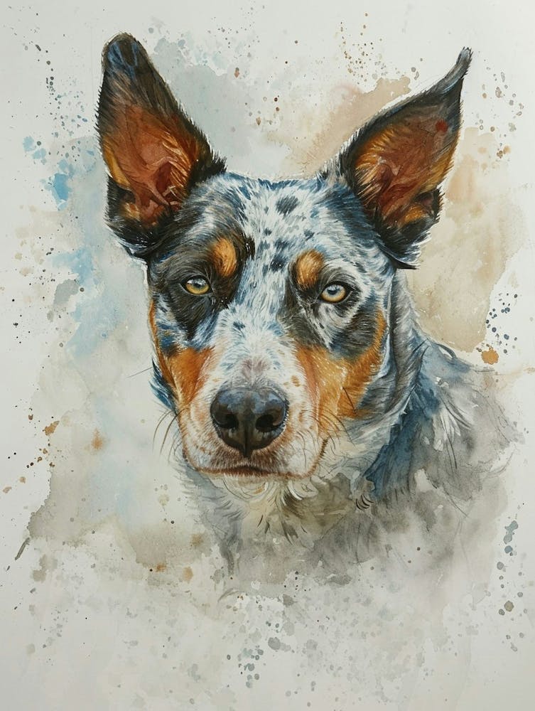 Australian Shepherd Dog Watercolor Painting 4
