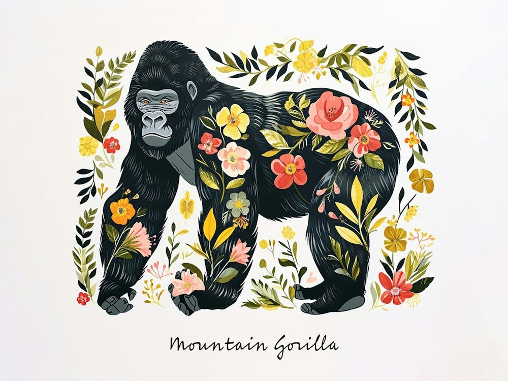 Little Floral Mountain Gorilla 1 Poster