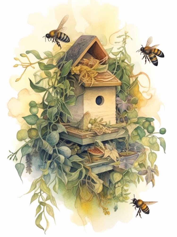 Carpenter Beehive Watercolour Illustration 3