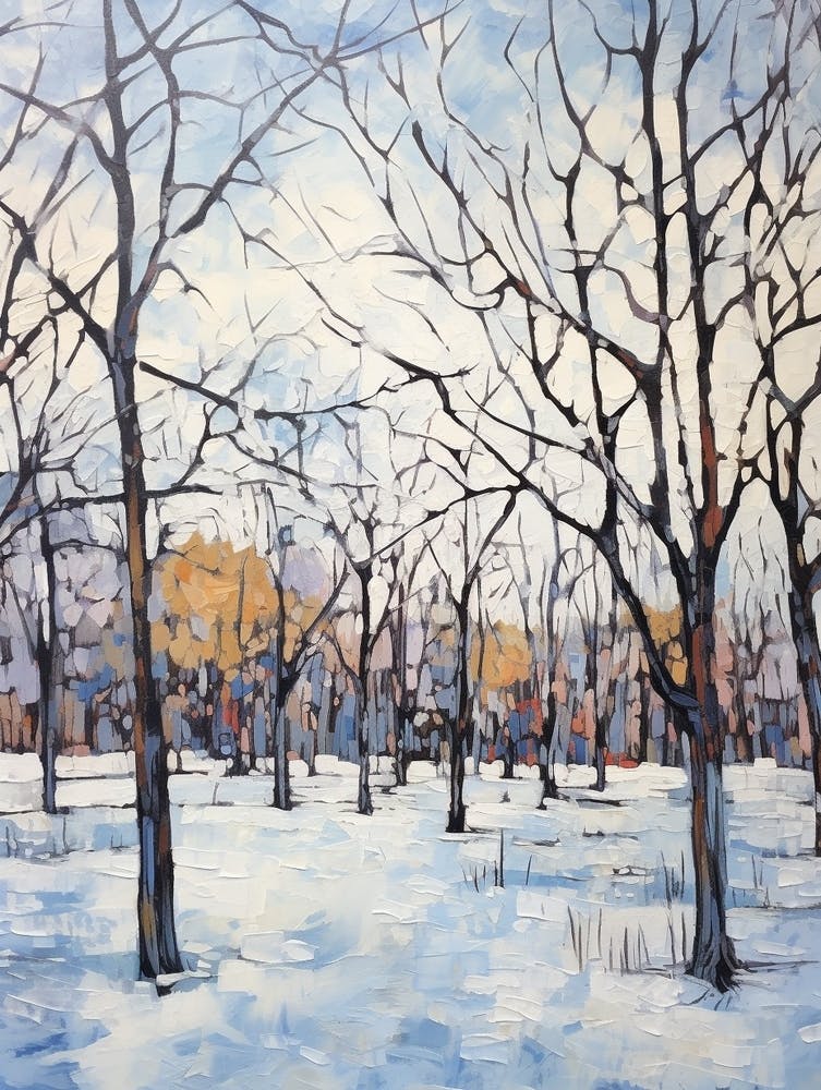 Winter City Park Painting Mount Royal Park Montreal Canada 3