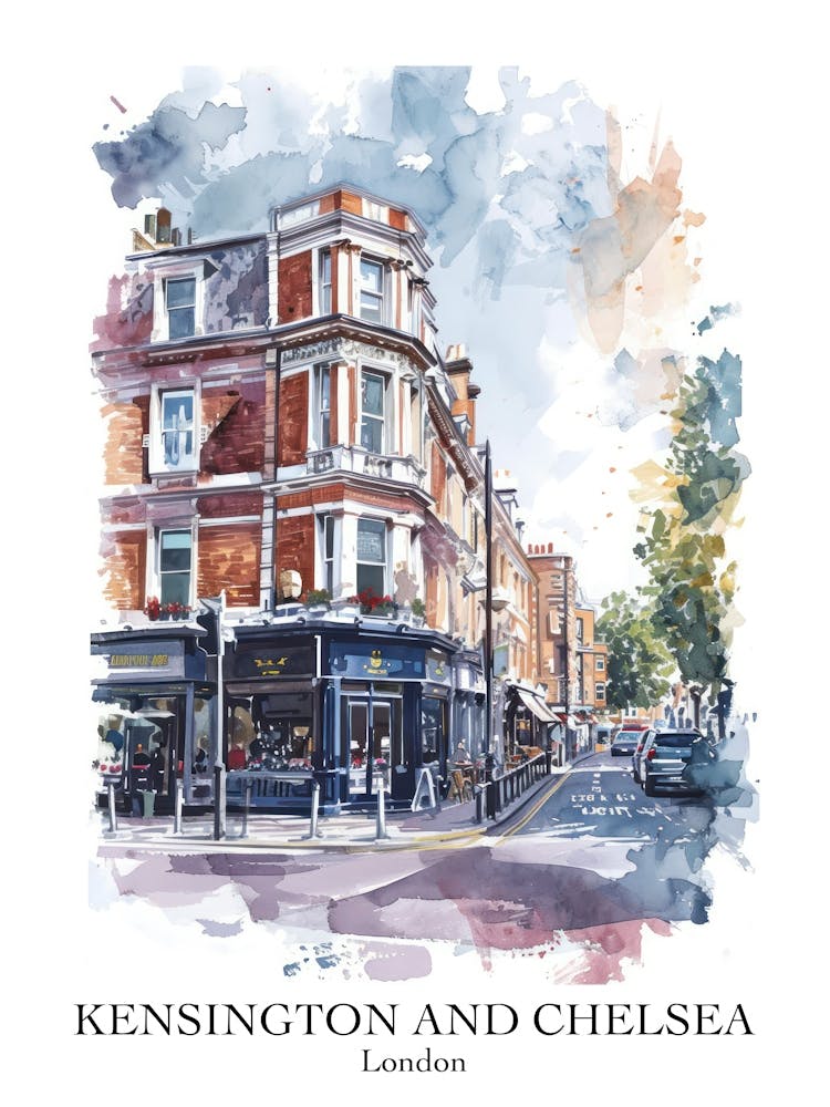Kensington And Chelsea London Borough   Street Watercolour 5 Poster