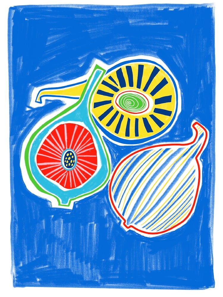 Three figs cut in half