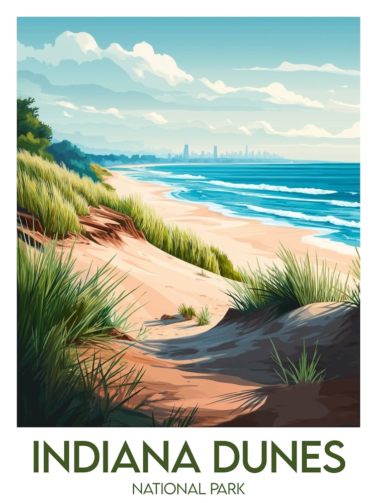 Affiche de voyage Indiana Dunes National Park