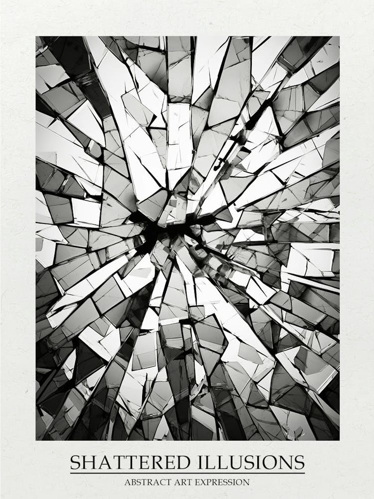 Shattered Illusions Abstract Black And White 1 Poster