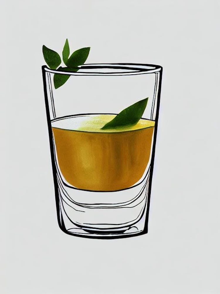 Brandy Alexander Minimal Line Drawing With Watercolour Cocktail Poster