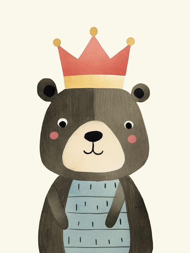 Little Black Bear 6 Wearing A Crown