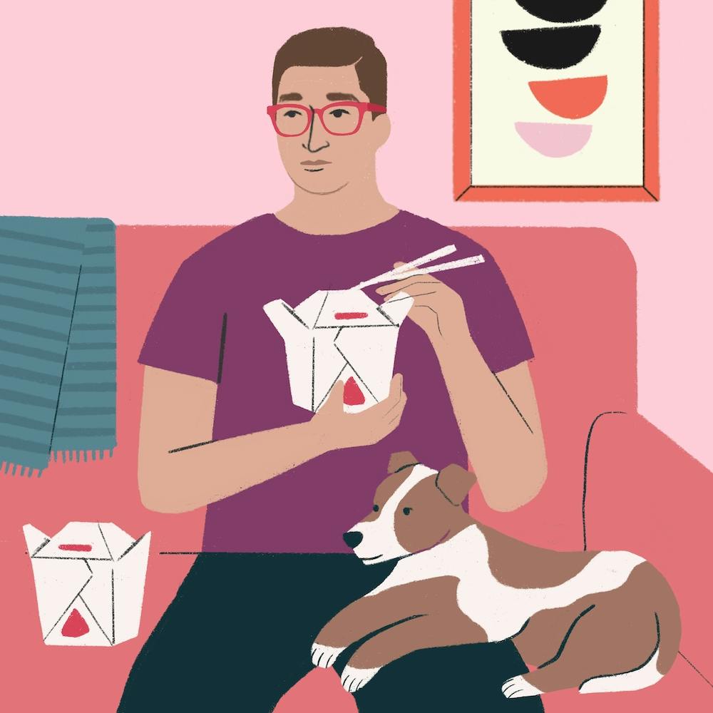 Guy Eating Sushi Square