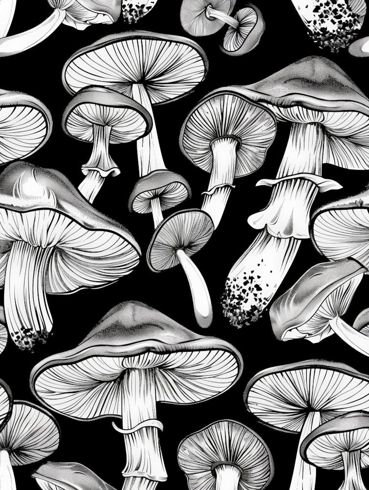 Seamless Pattern Of Mushrooms 1