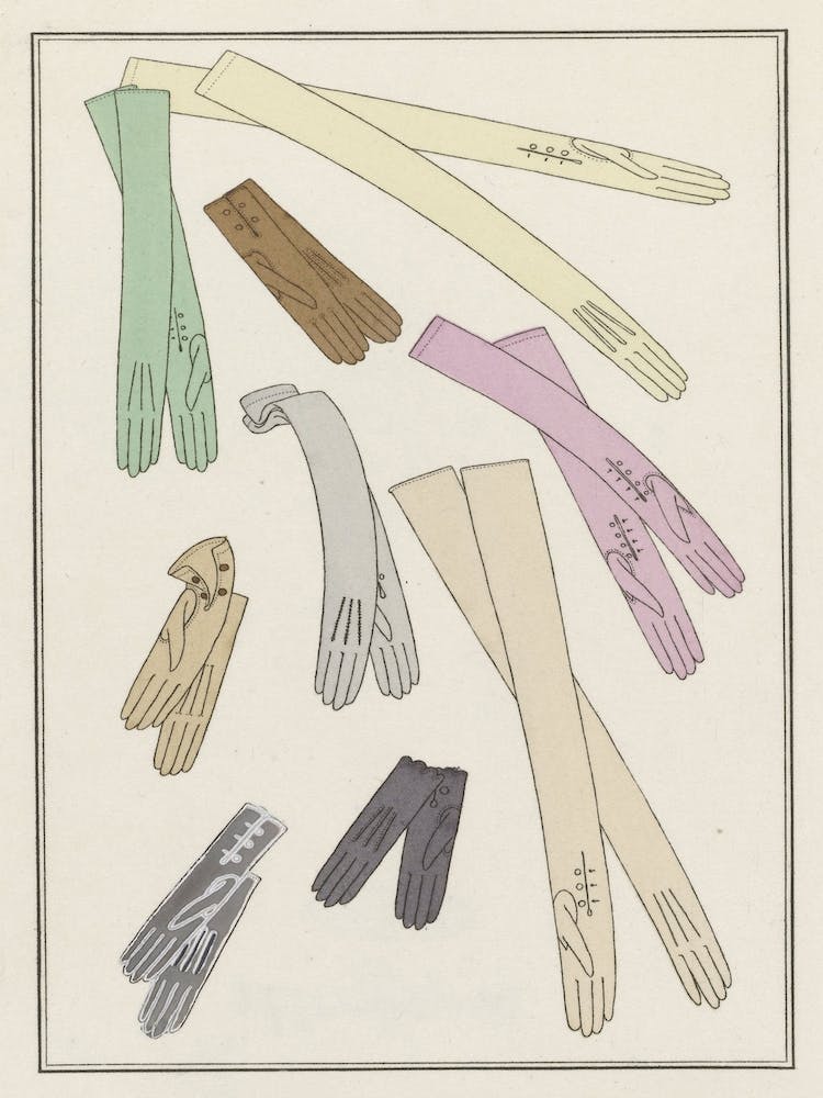 Vintage Gloves Illustration, 1913
