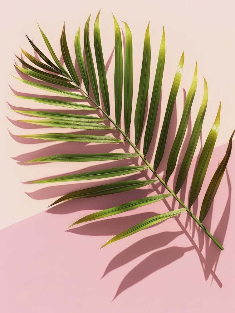 Palm Leaf On Pink Background 5