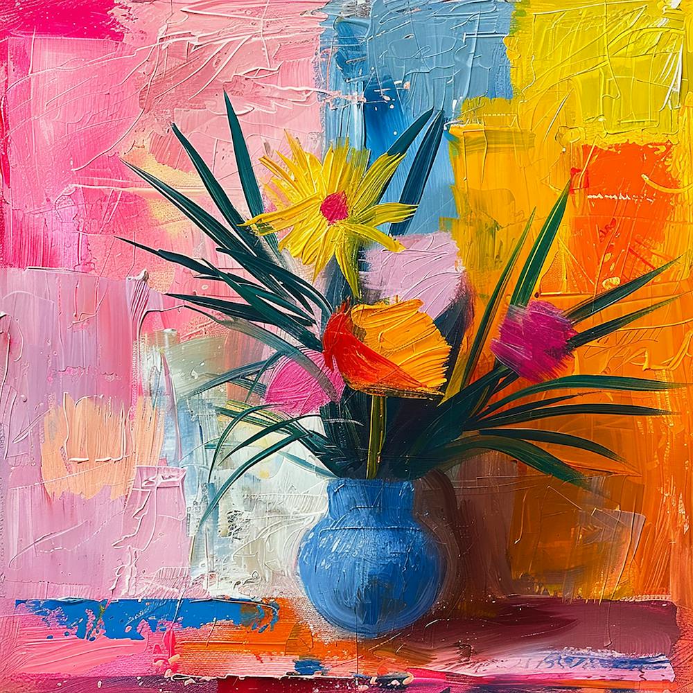 Flowers In A Blue Vase