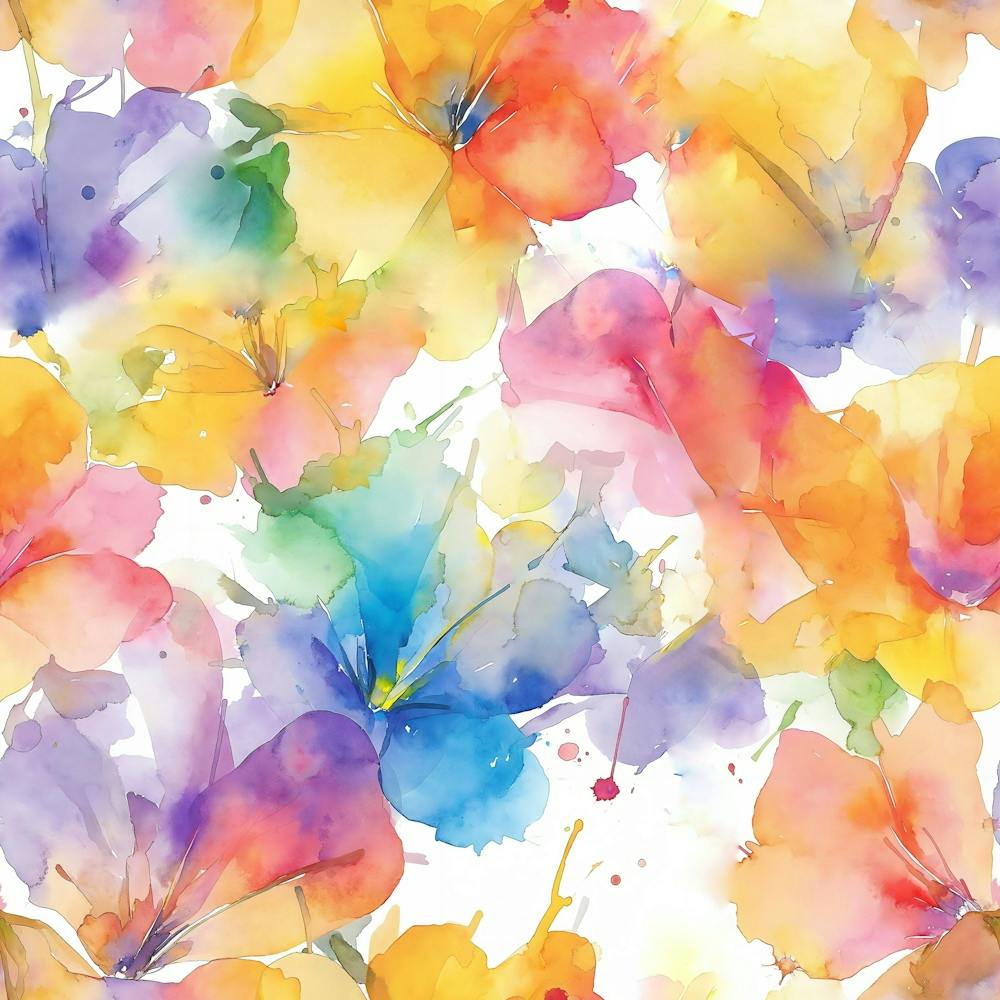 Watercolor Flowers Seamless Pattern