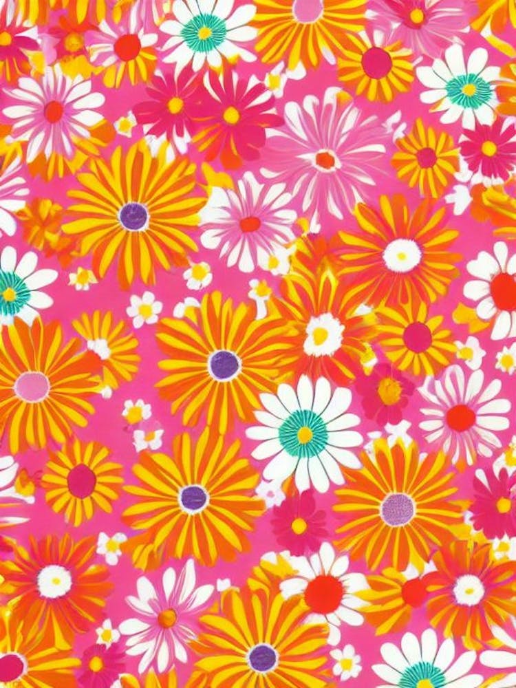 Daisy Floral Print Retro Pattern2 Flower