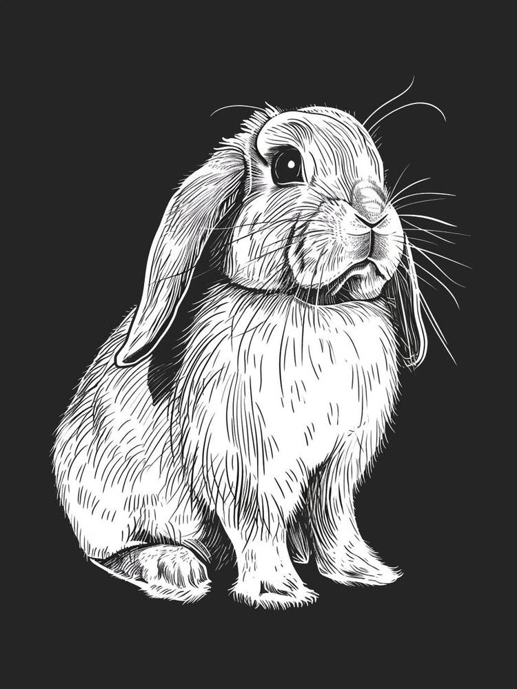 French Lop Rabbit Minimalist Illustration 4