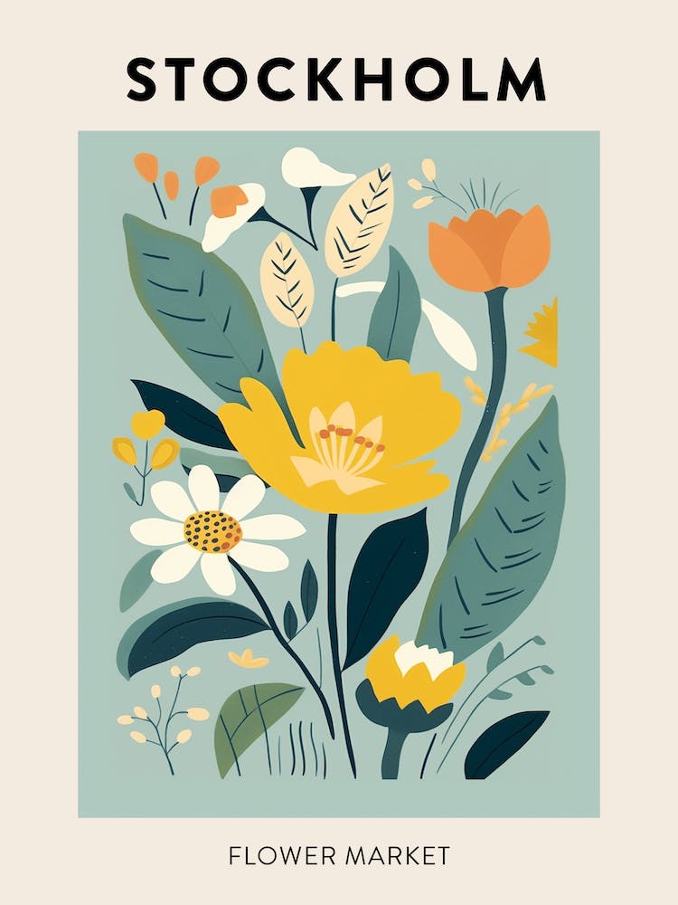Flower Market Poster Stockholm Sweden