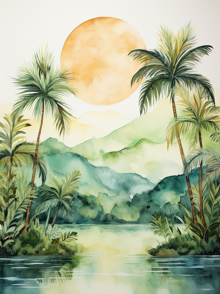 Watercolour Painting Of Daintree Rainforest   Queensland Australia 0