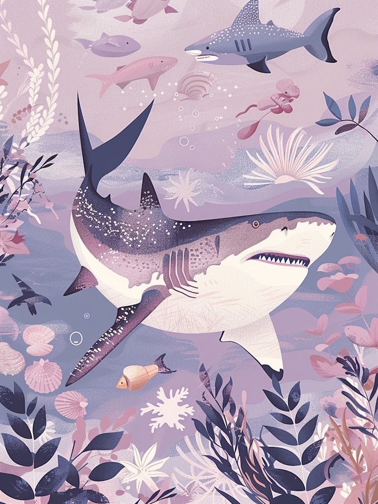 Purple Thresher Shark Illustration 1