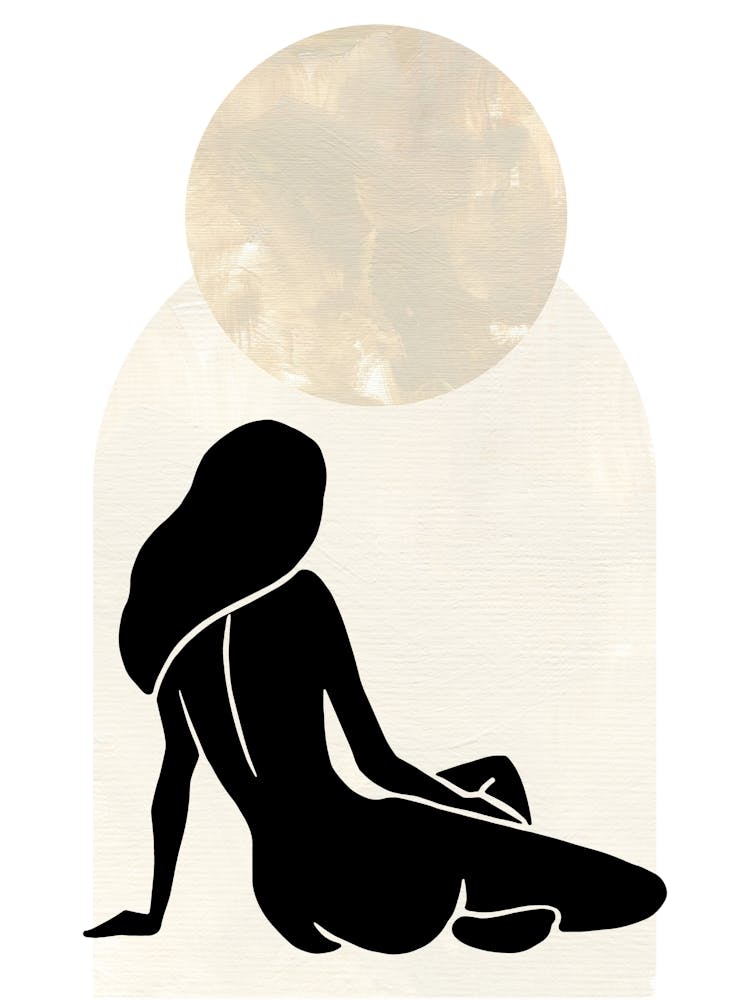 Abstract Boho Watercolor Neutral Silhouette Of A Woman