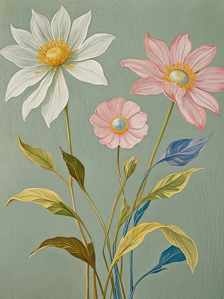 Three Pastel Flowers