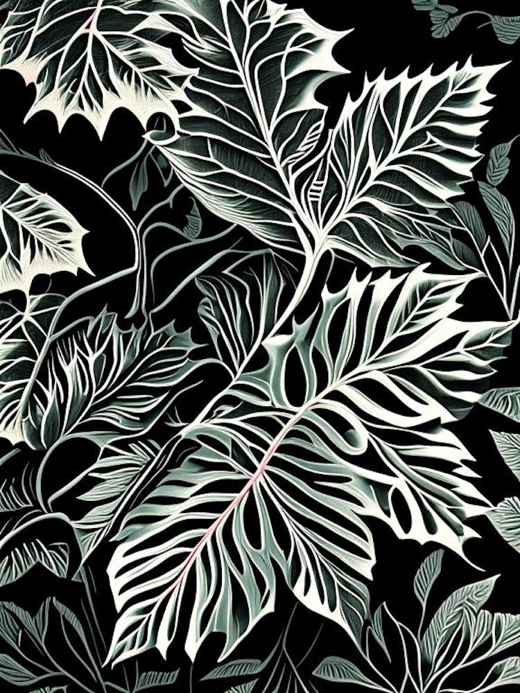 Mint Leaf Linocut 1