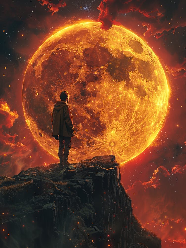 Man Looking At The Moon